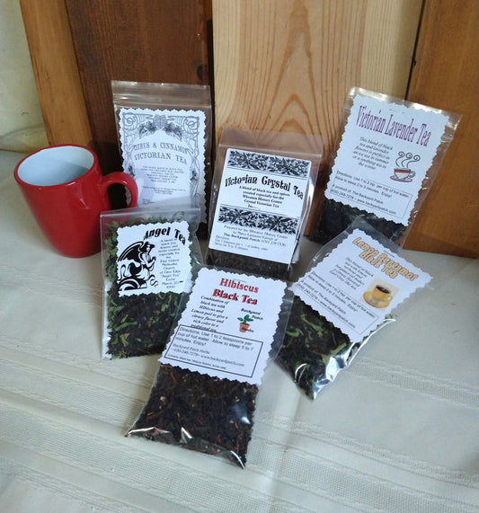 Historic and Heartfelt Black Tea Blends from Backyard Patch Herbs, Victorian Lavender, Specialty Black Teas with Herbs, loose tea