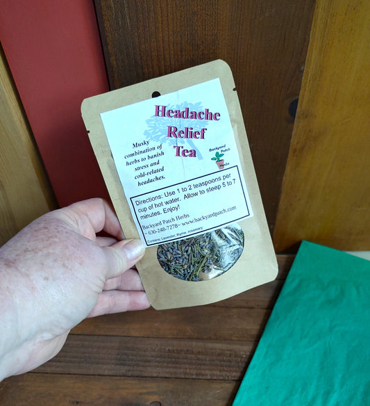 Headache Relief Loose Herbal Tea, lavender, thyme, rosemary, 100% caffeine free and organic