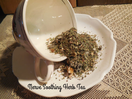 Nerve Soothing Loose Herbal Tea, chamomile, thyme, marjoram, sage, Backyard Patch
