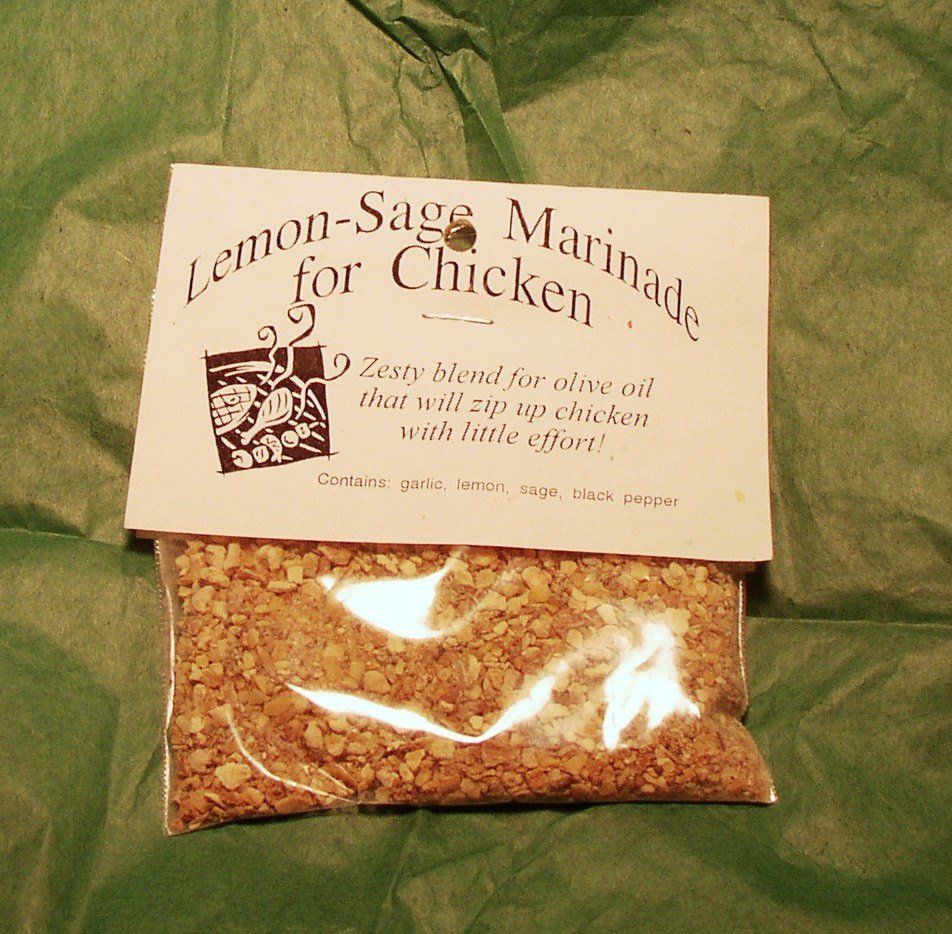 Lemon Sage Marinade Mix, Hand-blended salt-free dry Herb Cooking Mix, citrus, poultry, gluten free, salt free
