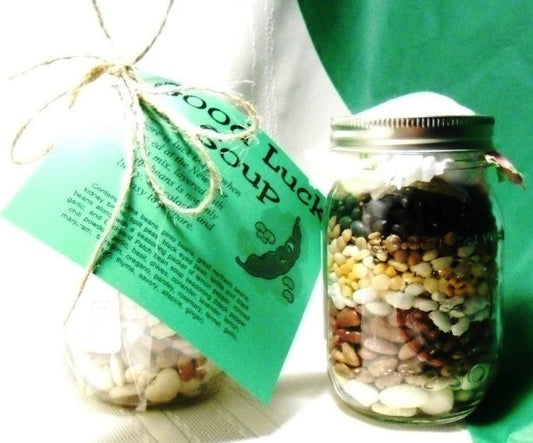 Jar Soup Mixes, Good Luck Soup, Heart & Harvest Soup, 5 Bean Soup or Pasta Fazuul soup mix in a Mason Jar