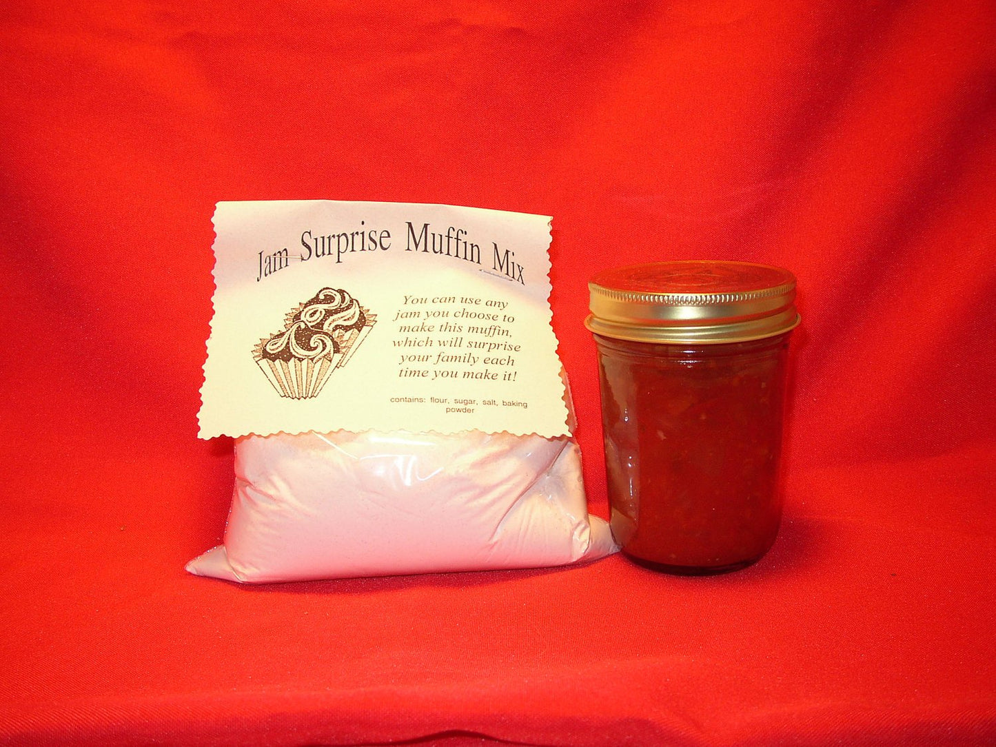 Muffin Mix, Jam Surprise Flavor with handmade herbal Jam, hand-blended, herb-infused, makes 12 muffins