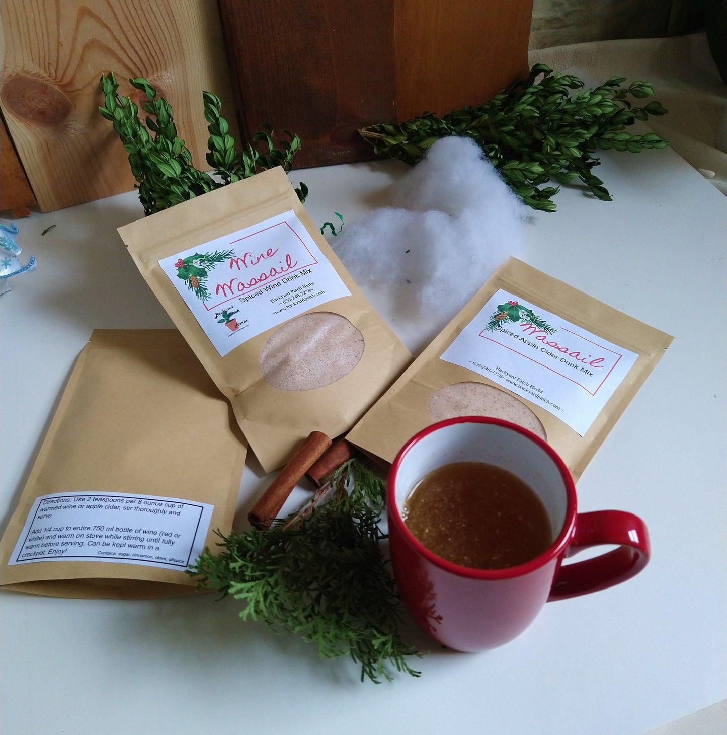 Wassail Apple Cider Drink Mix, Spices and Sugar for flavored apple juice or cider