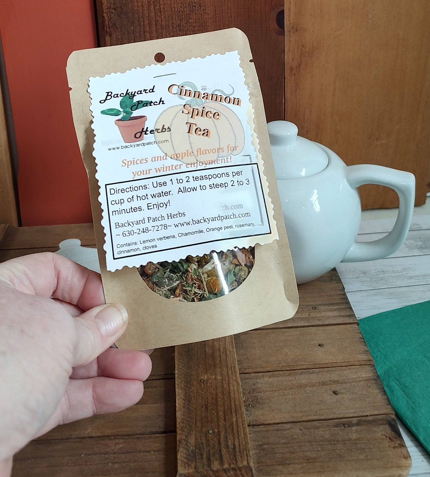 Cinnamon Spice Loose Herbal Tea,  Cinnamon, chamomile, lemon balm, caffeine free