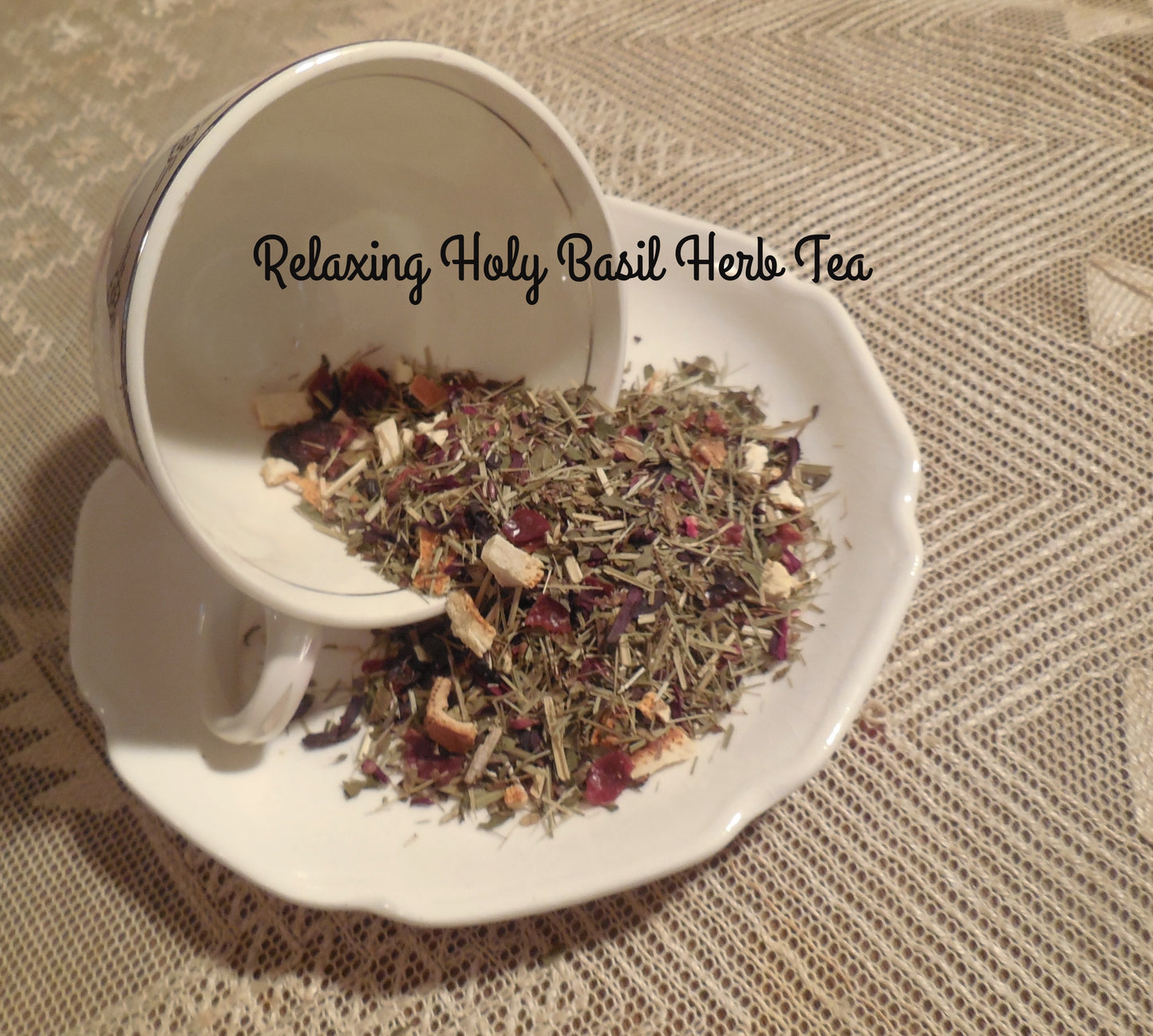 Relaxation Holy Basil Loose Herbal Tea, Tulsi, lavender, hibiscus, lemon balm, mint, rosehips, caffeine free, organic herb tea, lemon grass