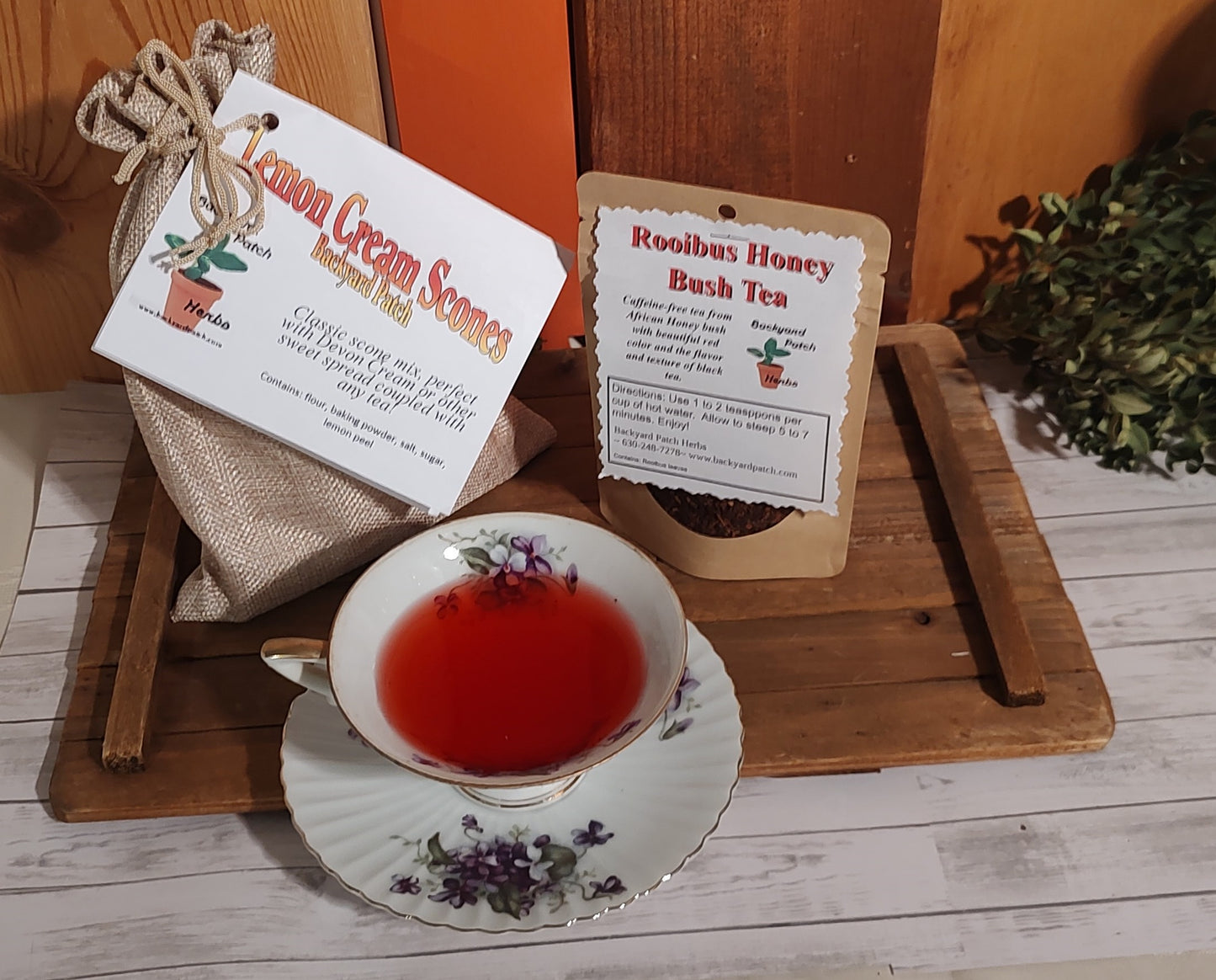 Scone and Tea Package, Rooibus Tea and Lemon Cream Scones