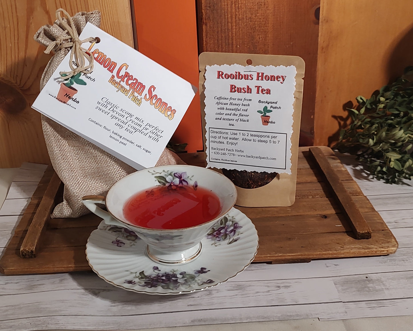 Scone and Tea Package, Rooibus Tea and Lemon Cream Scones