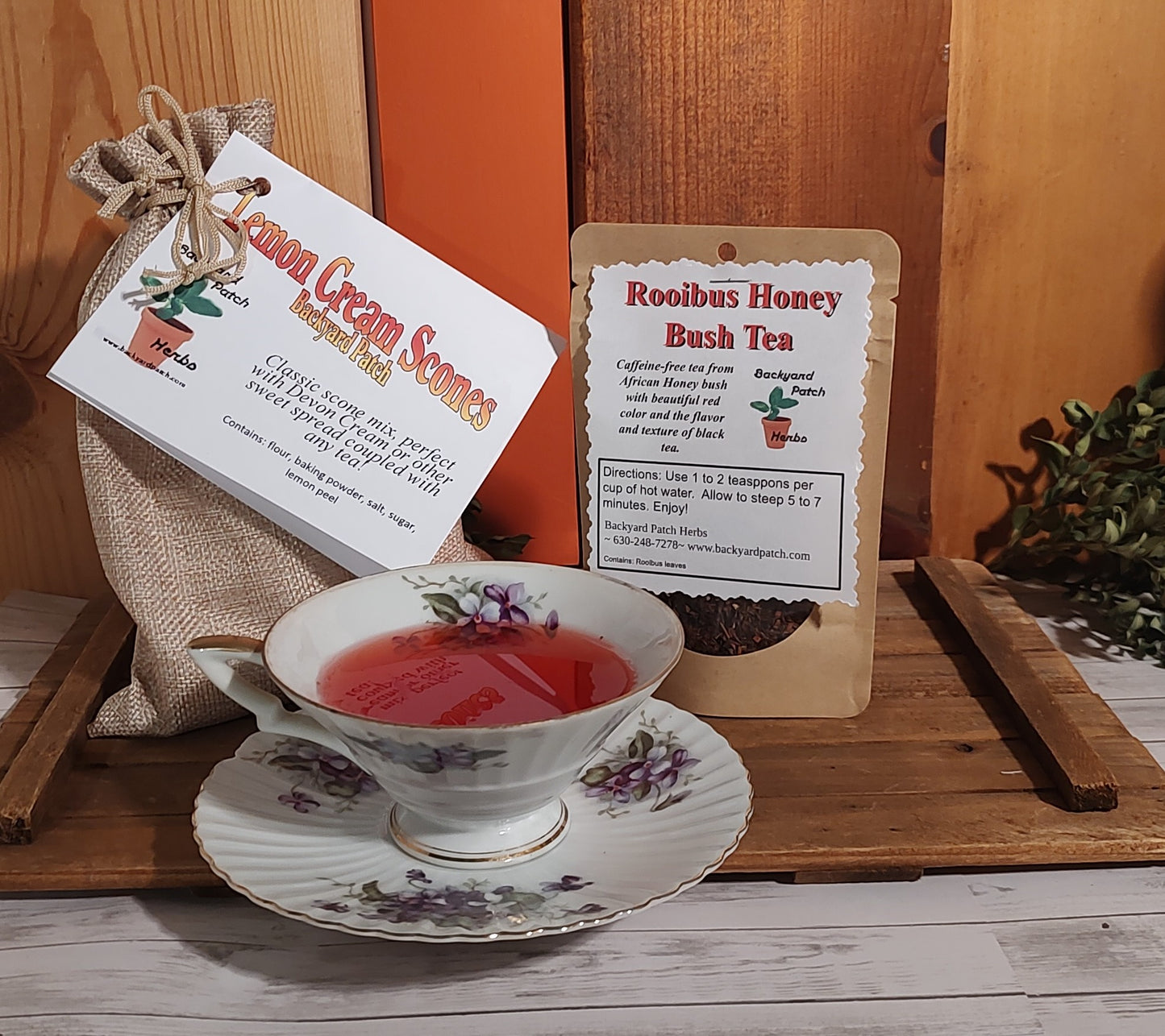 Scone and Tea Package, Rooibus Tea and Lemon Cream Scones