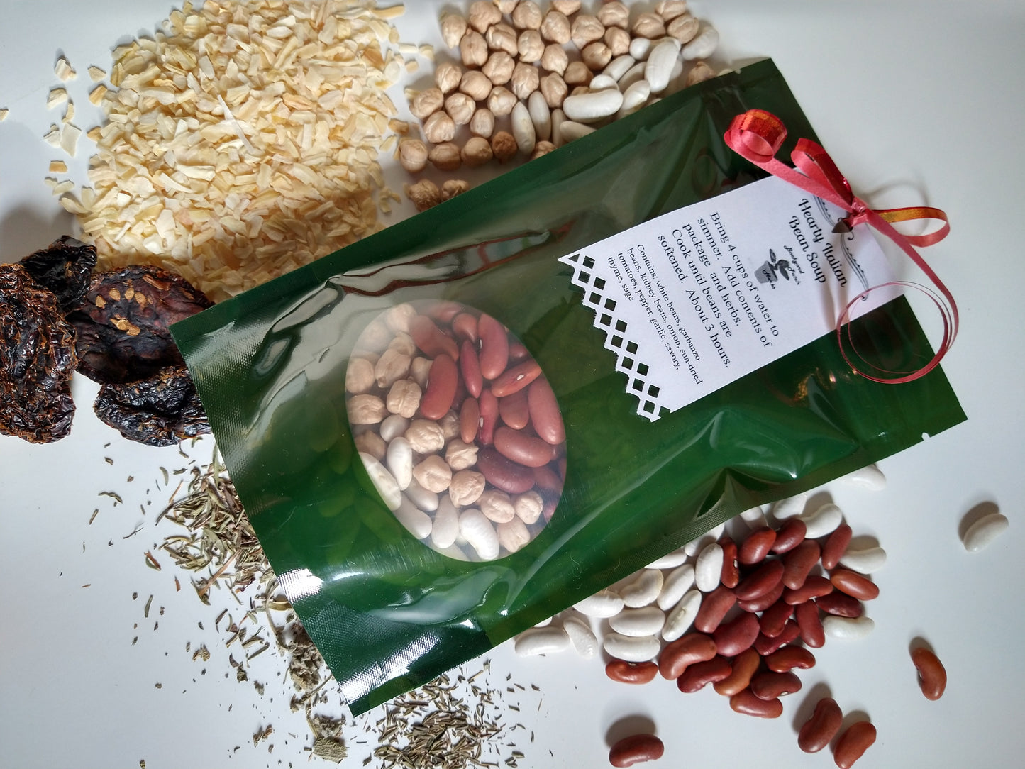 Hearty Italian Bean "just add water" Soup Mix, Gourmet dry soup mix, hand-blended with fresh herbs