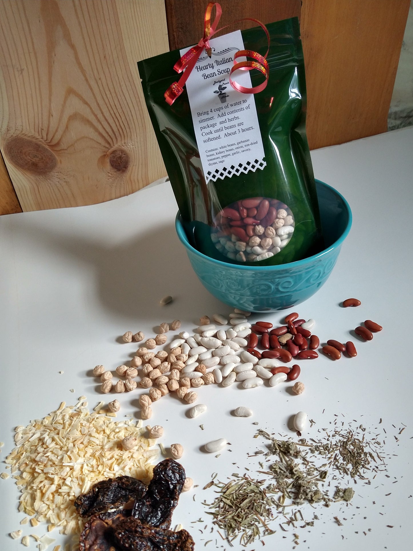 Hearty Italian Bean "just add water" Soup Mix, Gourmet dry soup mix, hand-blended with fresh herbs