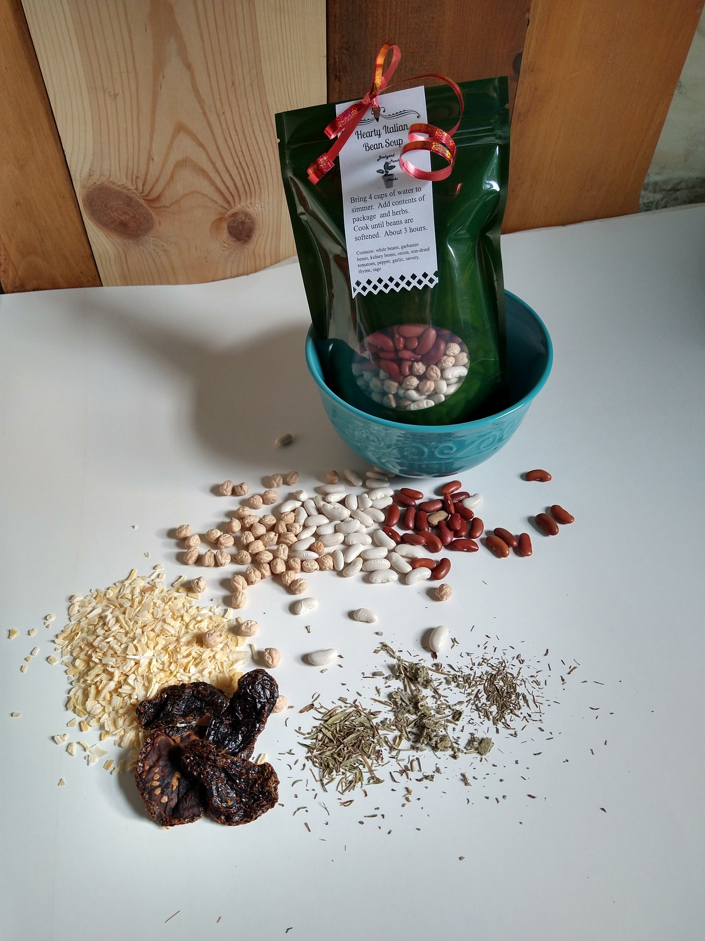 Hearty Italian Bean "just add water" Soup Mix, Gourmet dry soup mix, hand-blended with fresh herbs