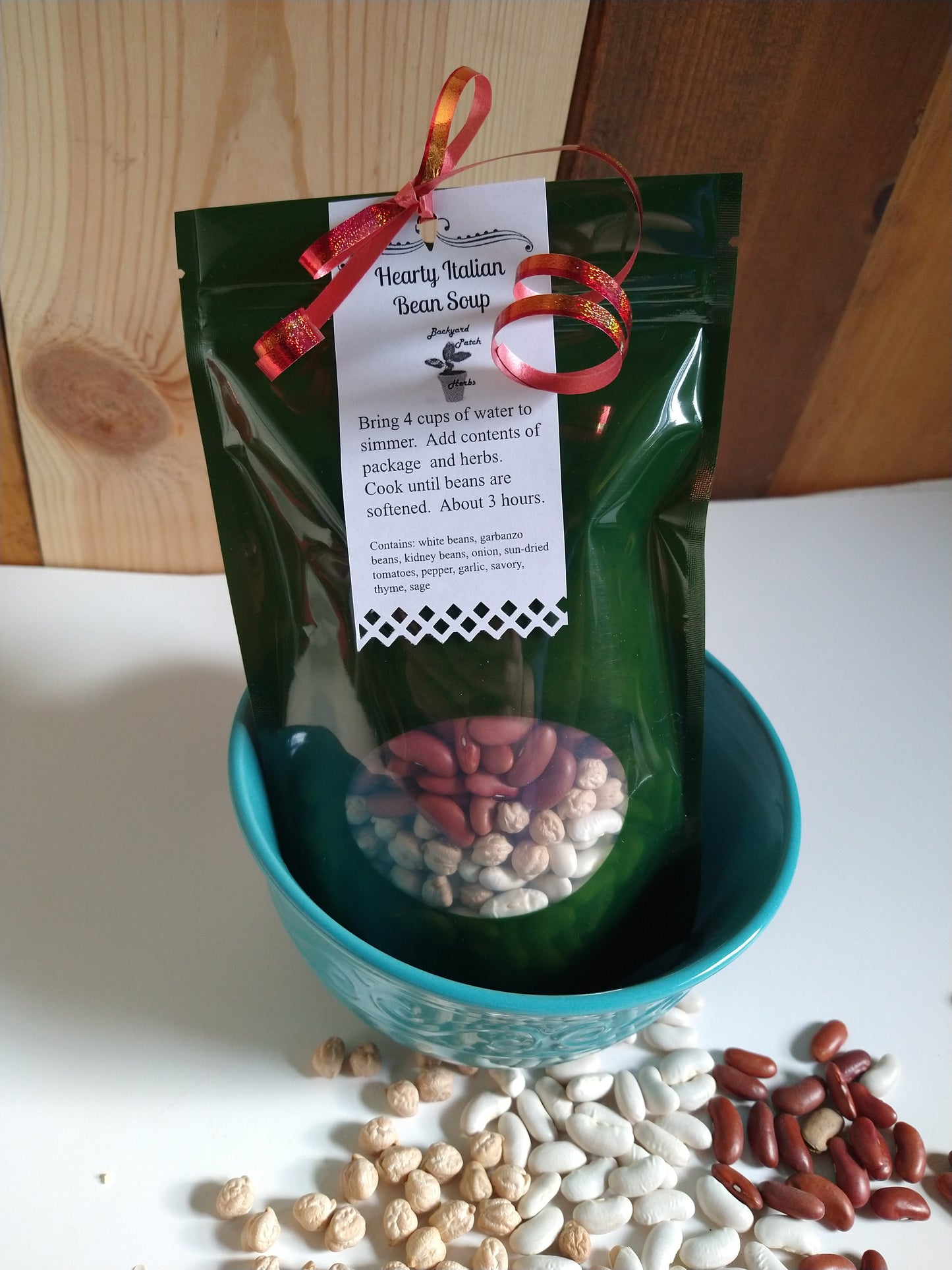 Hearty Italian Bean "just add water" Soup Mix, Gourmet dry soup mix, hand-blended with fresh herbs