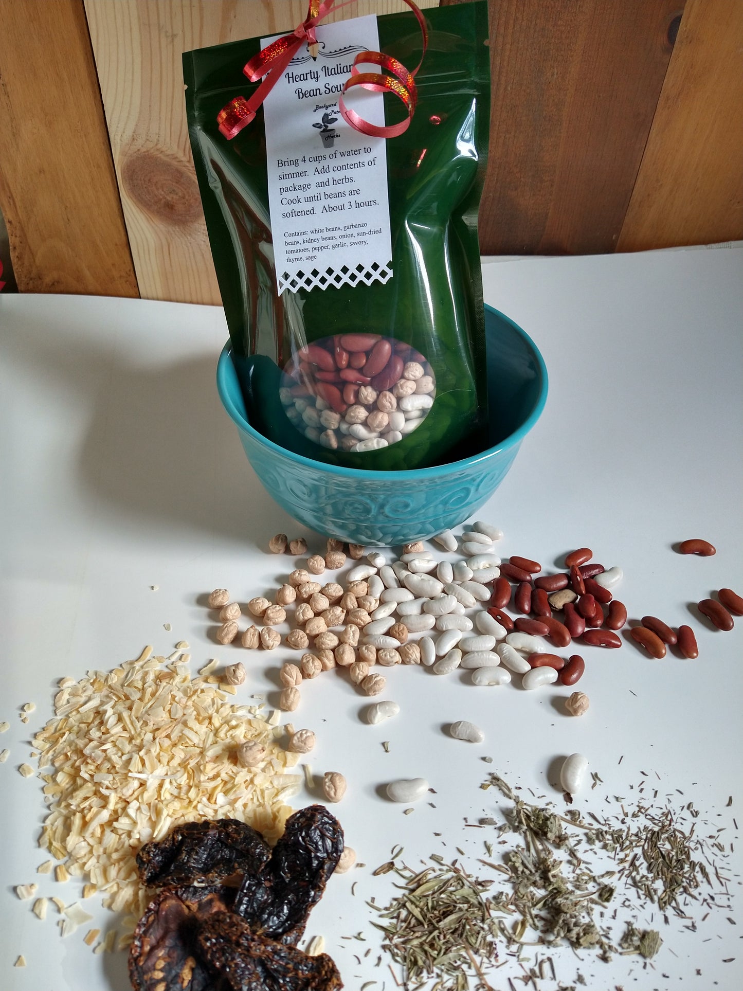 Hearty Italian Bean "just add water" Soup Mix, Gourmet dry soup mix, hand-blended with fresh herbs