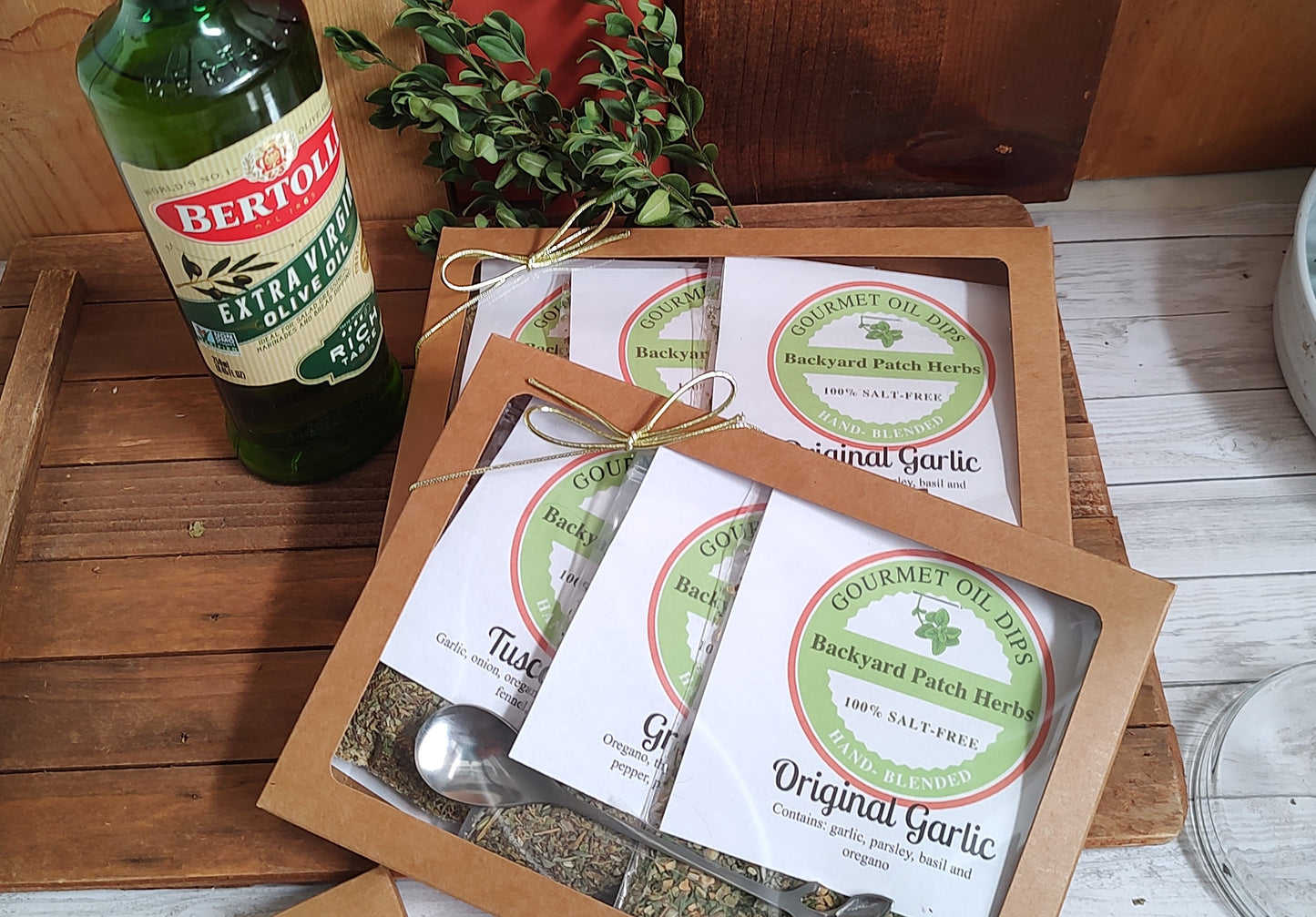 Olive Oil Dipping Boxed Gift Set / Sampler Set, three different blends to take appetizers up a notch