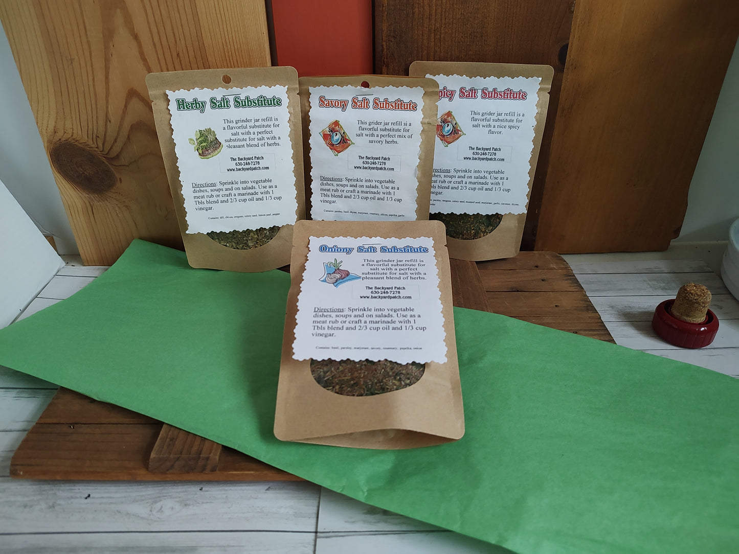 Salt Substitute refill bag, herb cooking seasoning, features garlic, onion, dried herbs, salt free