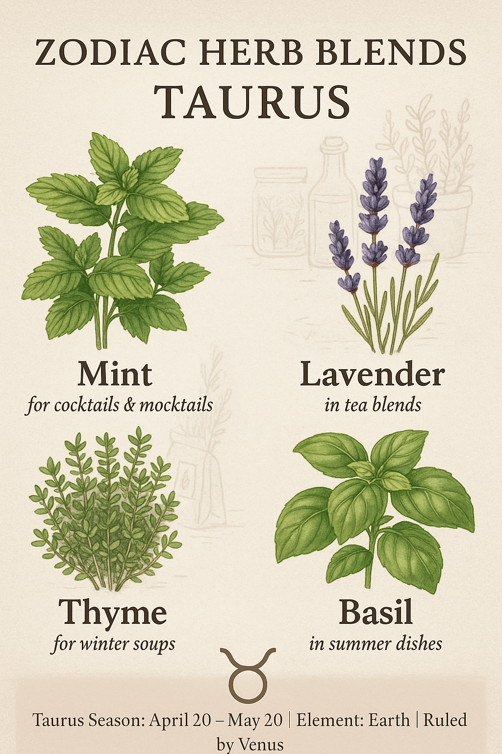 Zodiac Cooking and Tea Blend, for Taurus (April 20 to May 20)