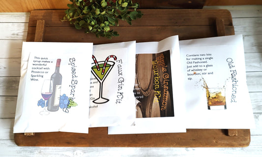 DIY Cocktail/ Mocktail Kits, make flavored bourbon, cider, tea and wine at home, craft artisanal cocktails, herbed simple syrup, mulled wine