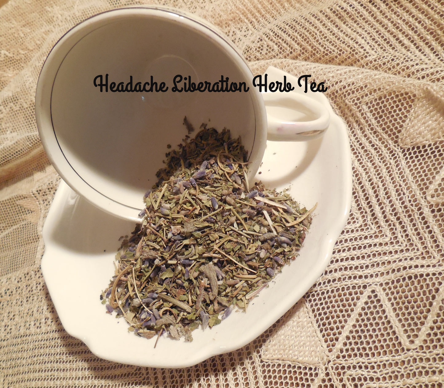 Headache Relief Loose Herbal Tea, lavender, thyme, rosemary, 100% caffeine free and organic