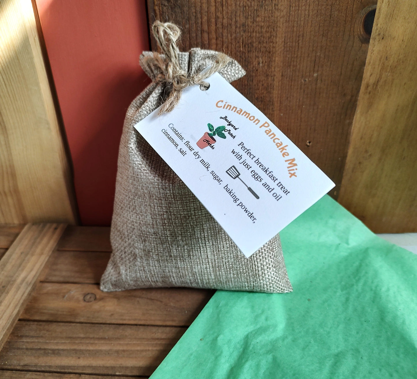 Cinnamon Pancake Mix, cinnamon, lemon peel, spices and more make this an above average dry pancake mix