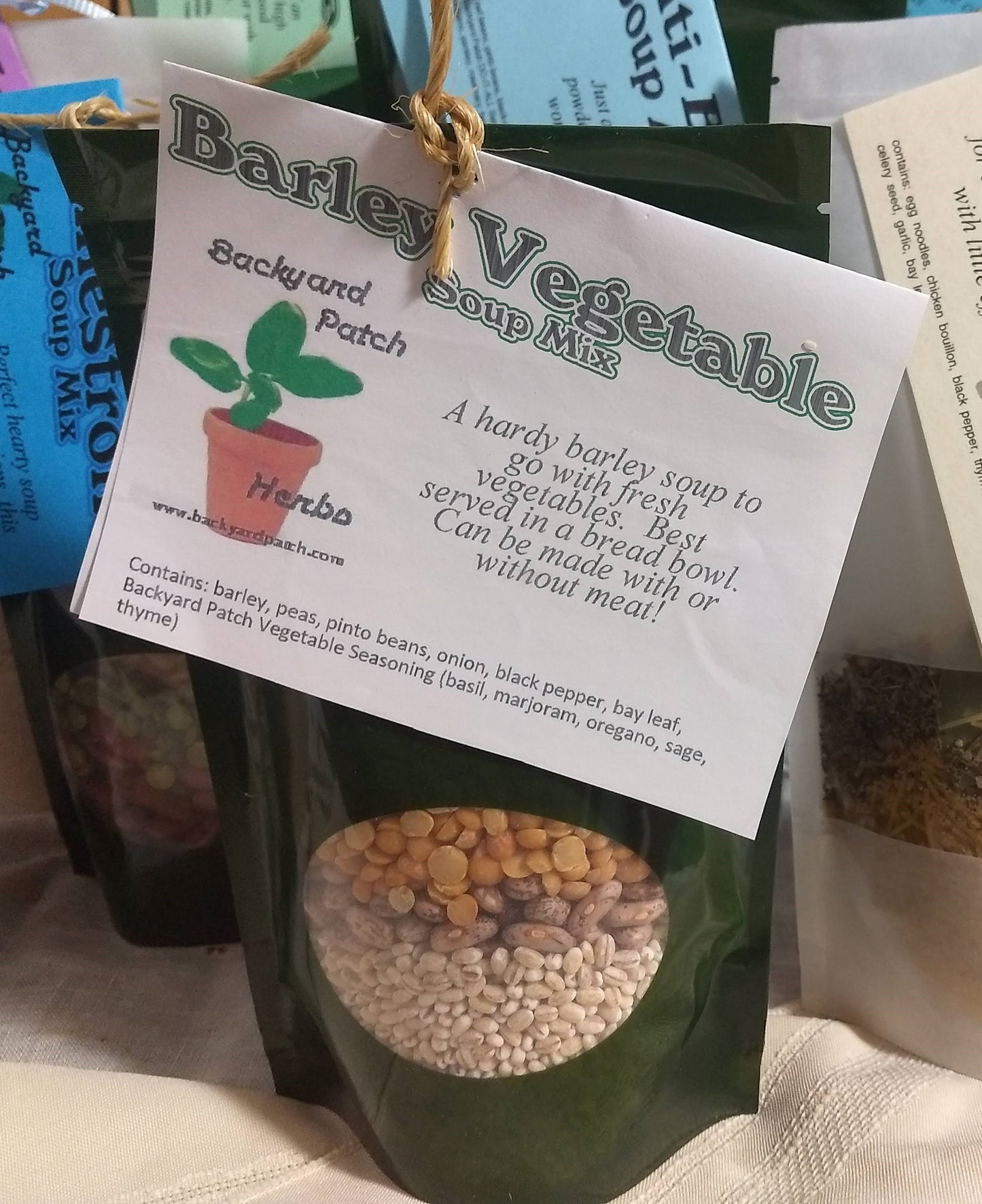 Handmade Pottery Bowl with Minestrone Soup Mix | Gourmet dry soup mix | organic | Backyard Patch Herbs