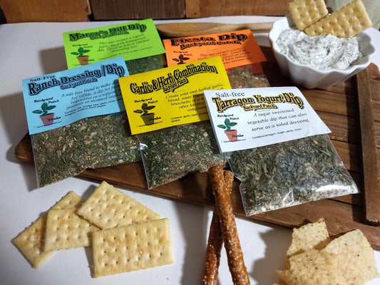 Dip Mixes Choose your Favorite, pick from many different, hand-blended, home grown herb based dip spice mixes