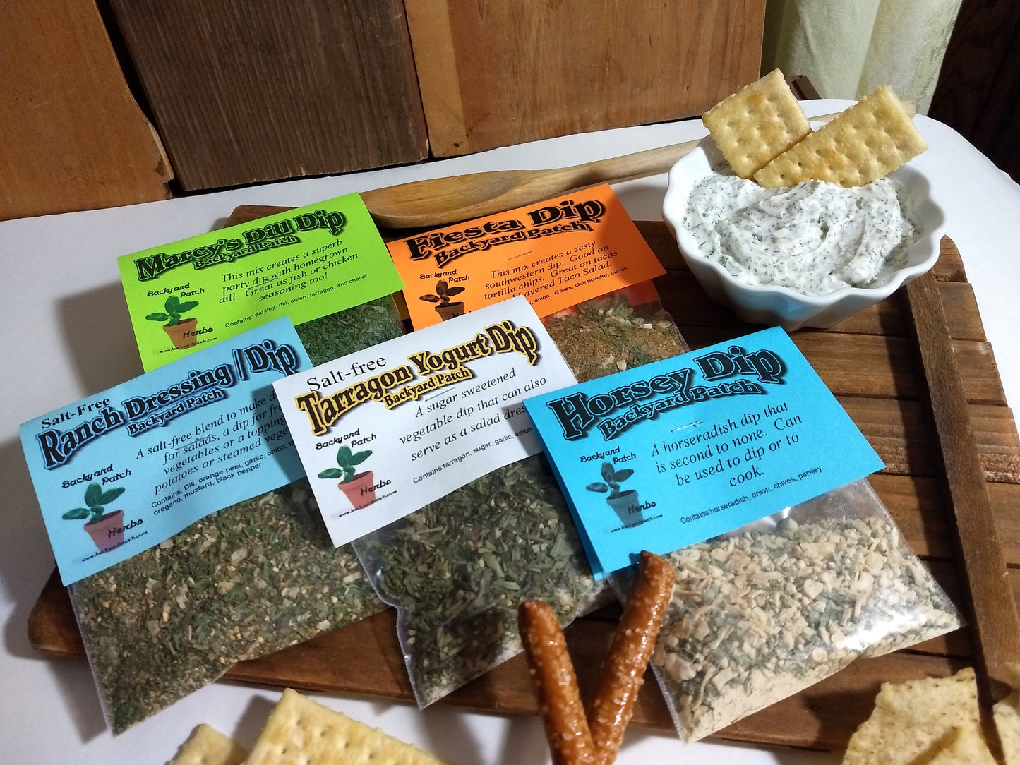 Dip Mixes Choose your Favorite, pick from many different, hand-blended, home grown herb based dip spice mixes