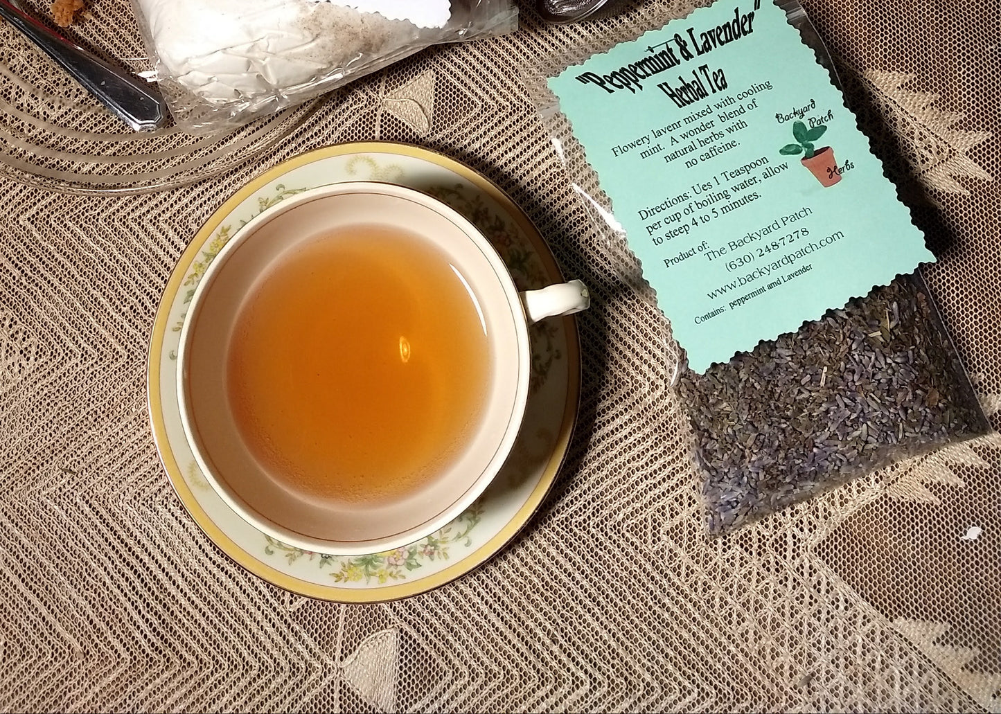 Lavender Peppermint Loose Herbal Tea, mint, lavender, no caffeine