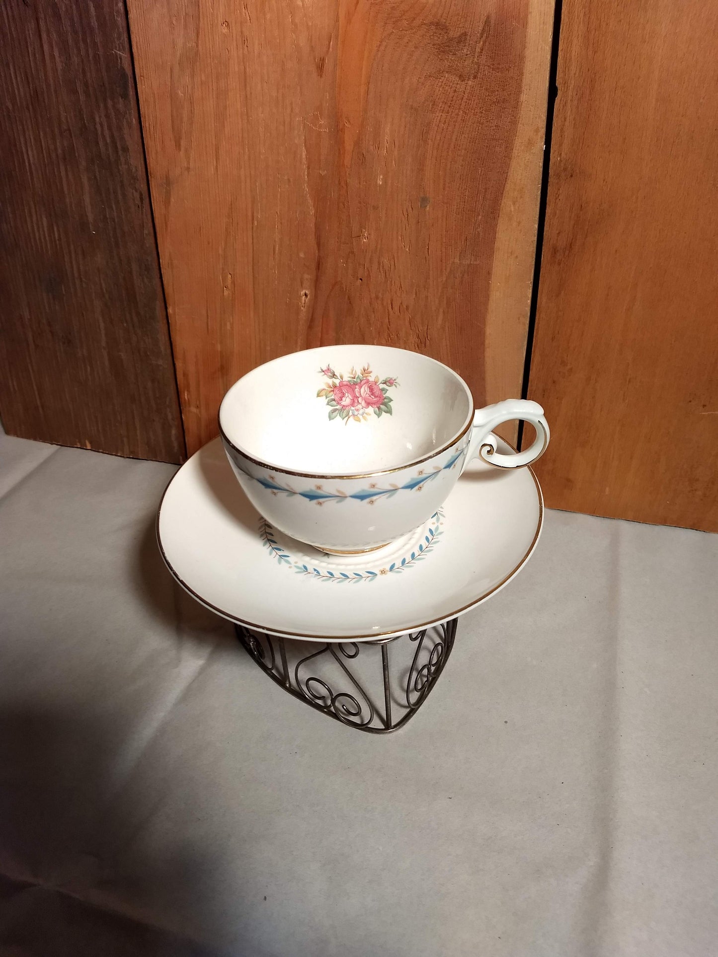 Collectible Vintage Tea Cup with Herbal Tea, hostess gift, Honey and Tea