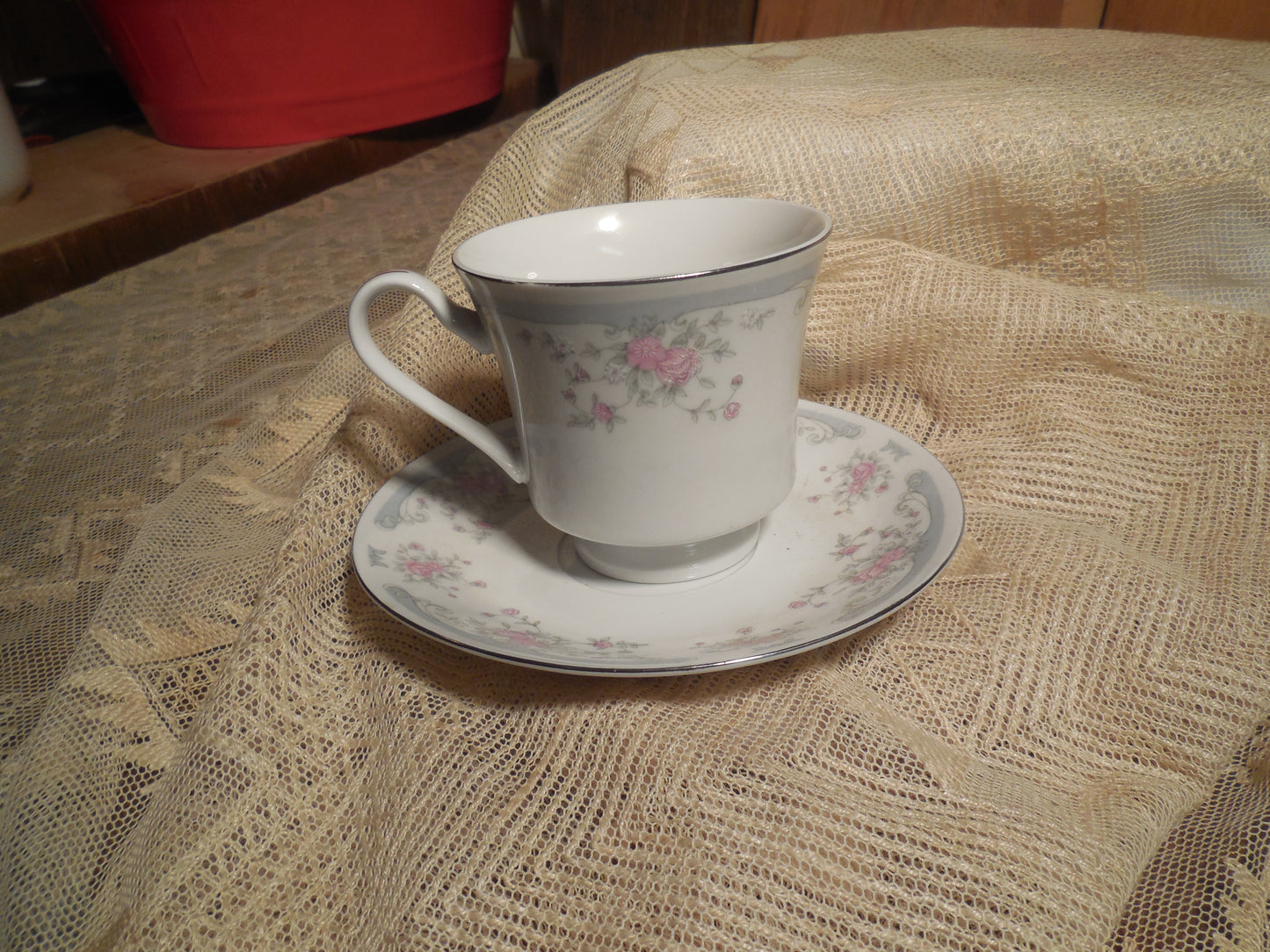 Collectible Vintage Tea Cup with Herbal Tea, hostess gift, Honey and Tea