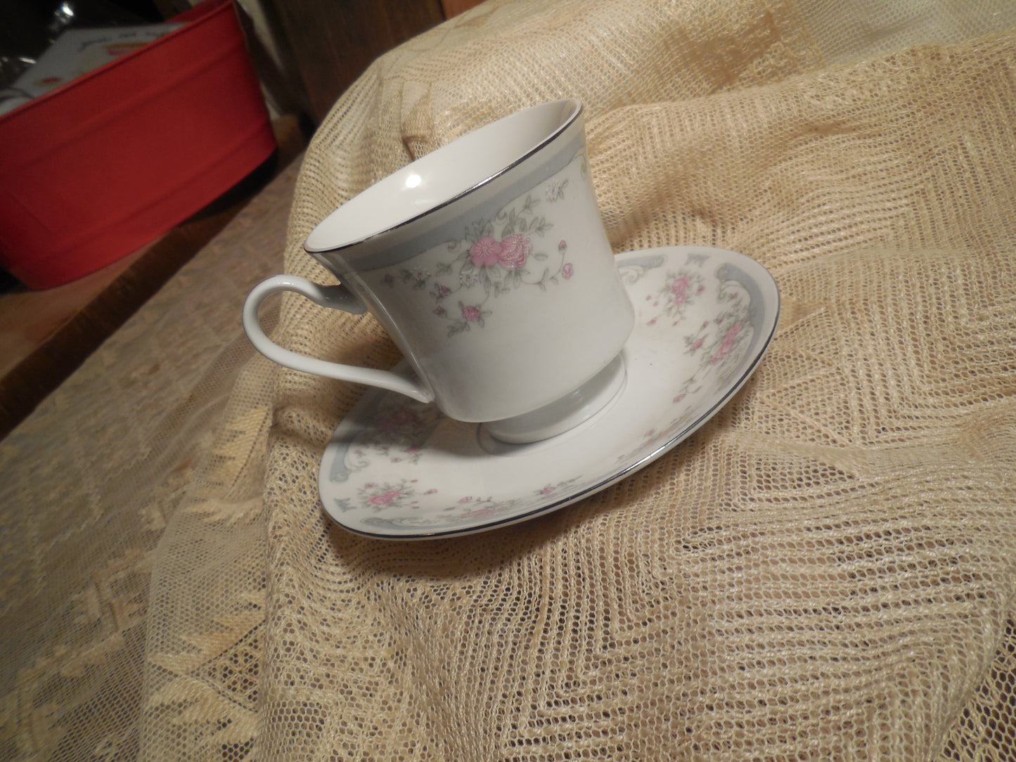 Collectible Vintage Tea Cup with Herbal Tea, hostess gift, Honey and Tea