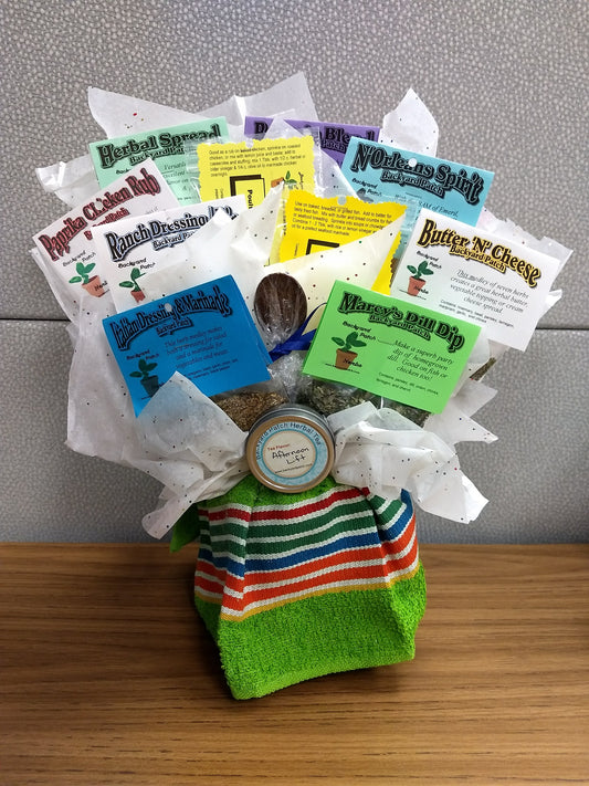 Bouquet Gift Basket, herb mixes and seasonings, herb tea