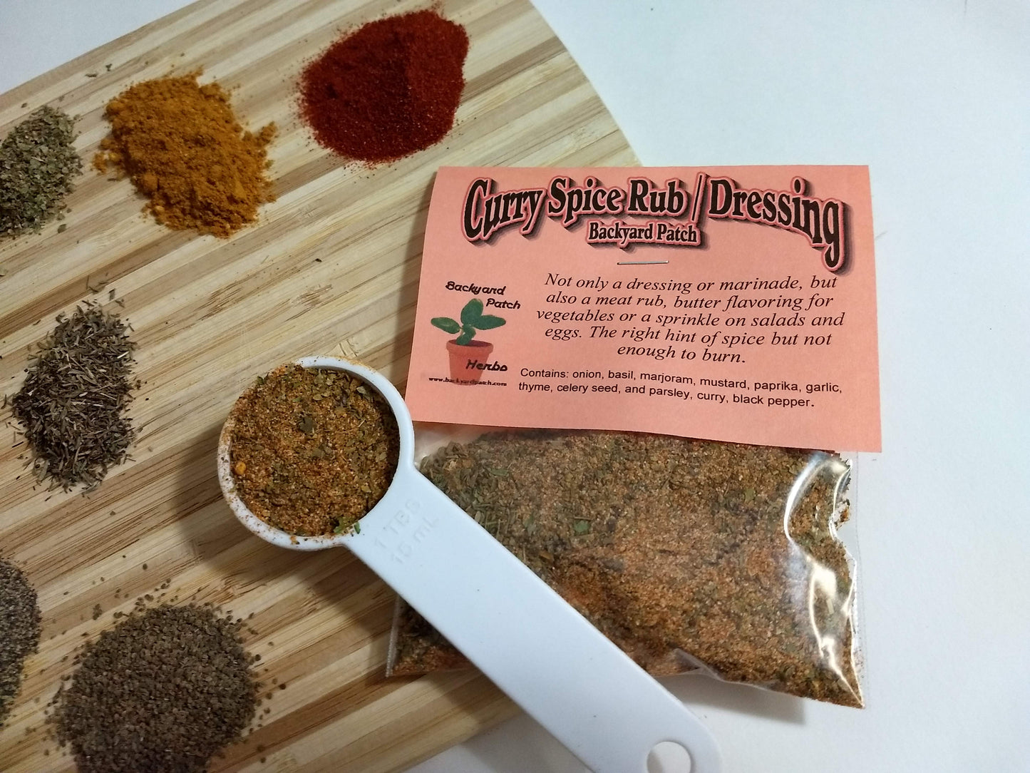 Spicy Curry Dressing and Meat Rub, Hand-blended, Dry, salt free, Cooking Herb Mix, no salt, gluten free