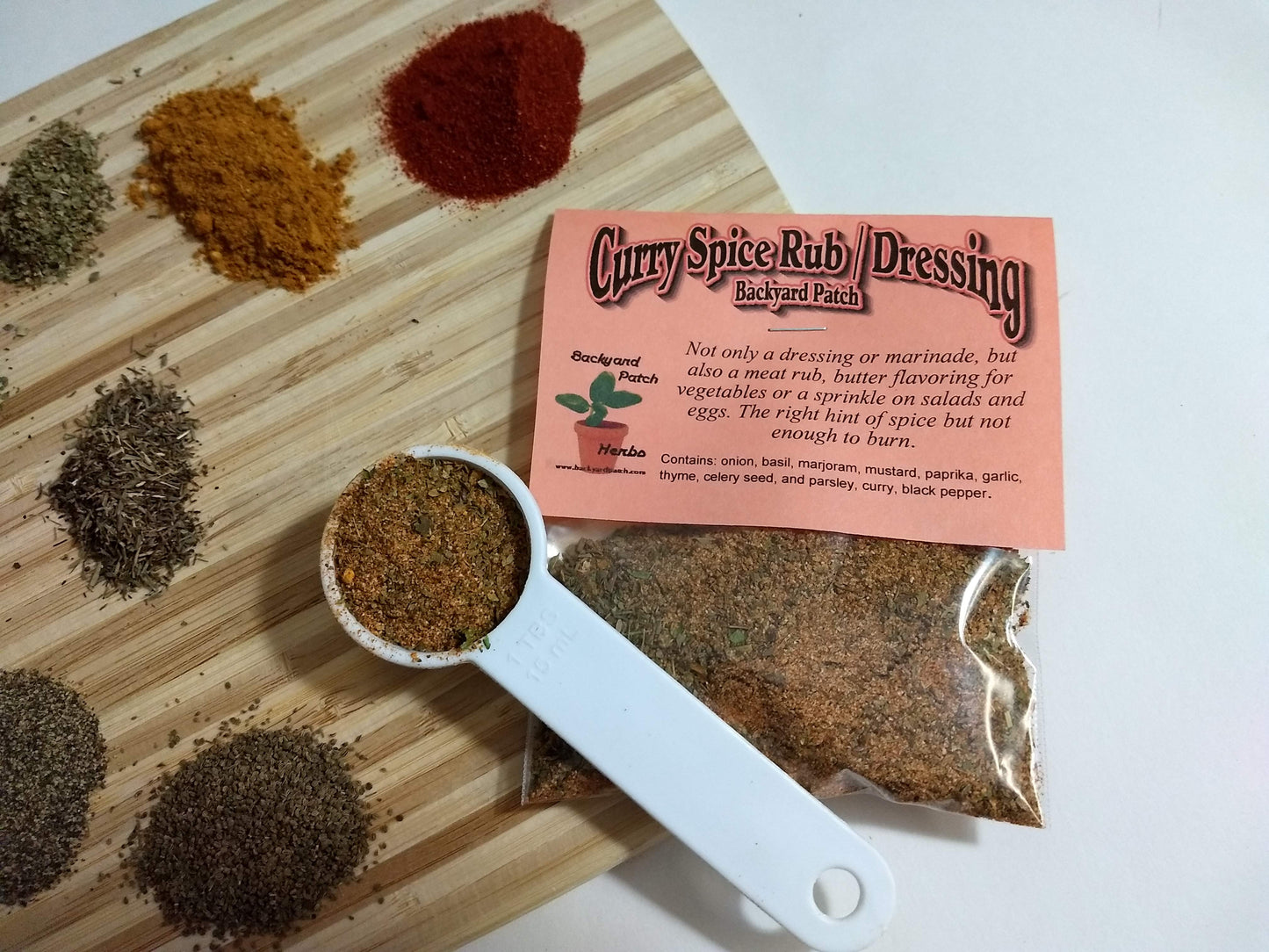 Spicy Curry Dressing and Meat Rub, Hand-blended, Dry, salt free, Cooking Herb Mix, no salt, gluten free