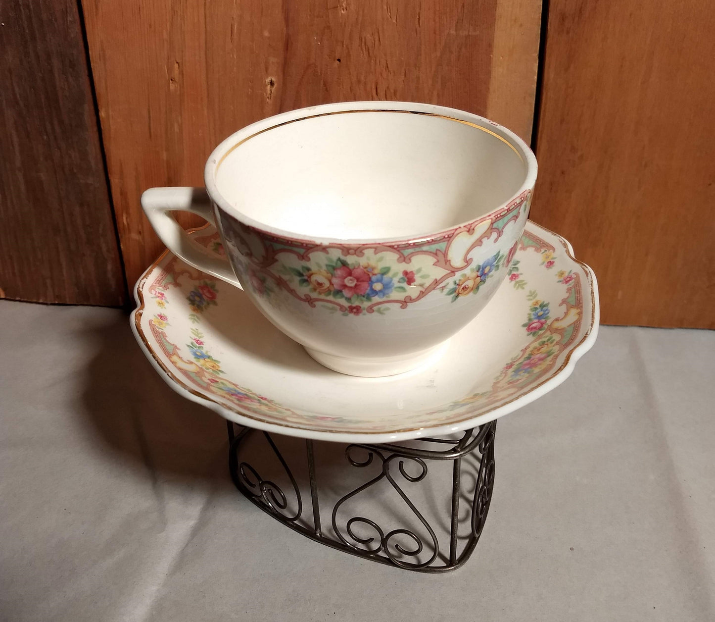 Collectible Vintage Tea Cup with Herbal Tea, hostess gift, Honey and Tea