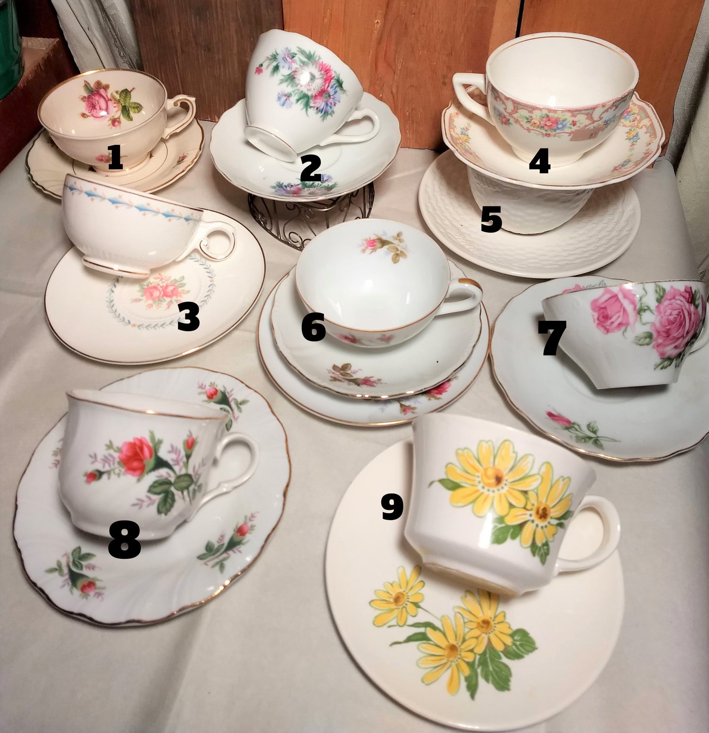 Collectible Vintage Tea Cup with Herbal Tea, hostess gift, Honey and Tea