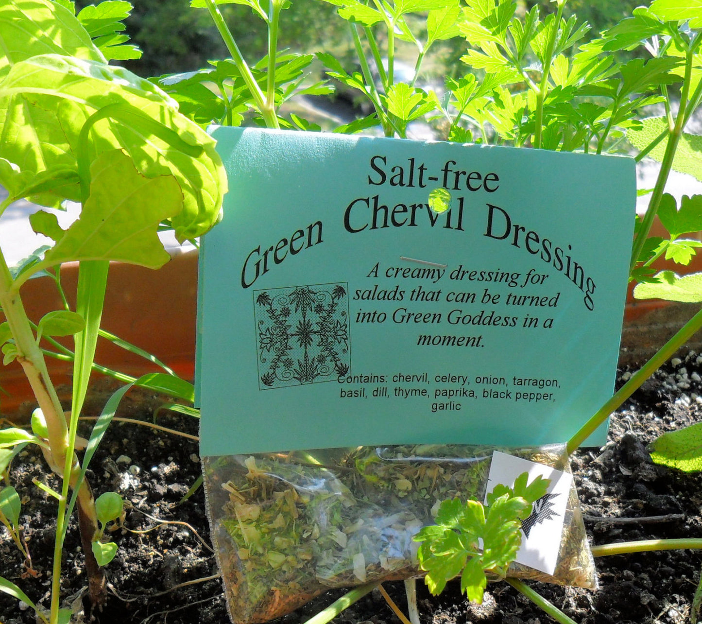 Salt-free Green Chervil Salad Dressing, Hand-blended dry herb mix, gluten free, salt free