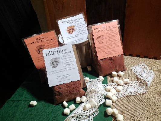 Herbal Hot Chocolate - Cocoa Mixes, set of 5, with cinnamon, spices, cocoa, milk