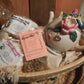 Teapot Gift Basket, Three-dimensional Floral Ceramic Tea Pot, scones, shortbread, herbal tea, infuser, gift set, basket tray