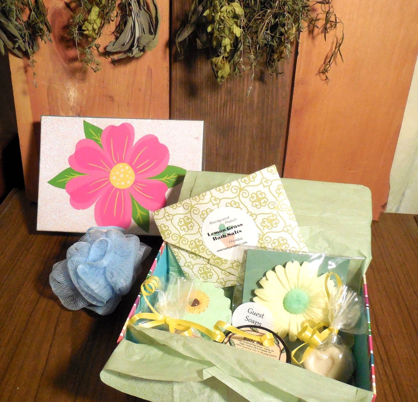 Bath Spa Box Gift Set, Lavender/ Pink, Bath Salts, Bath Fizz, Body Butter