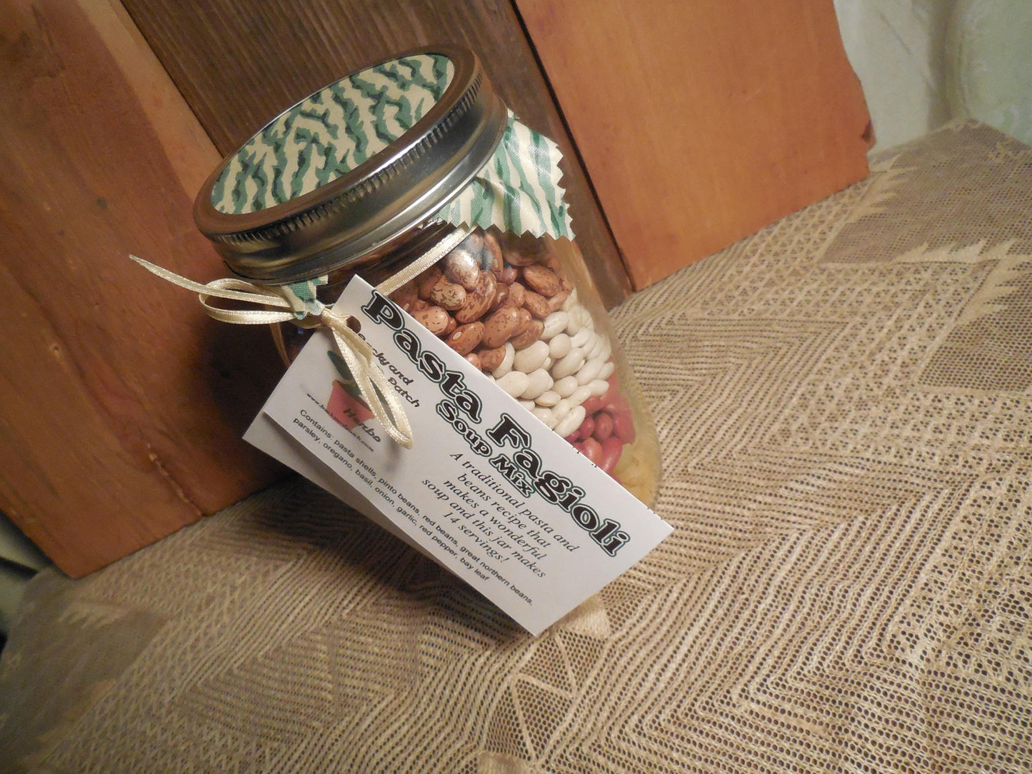Jar Soup Mixes, Good Luck Soup, Heart & Harvest Soup, 5 Bean Soup or Pasta Fazuul soup mix in a Mason Jar