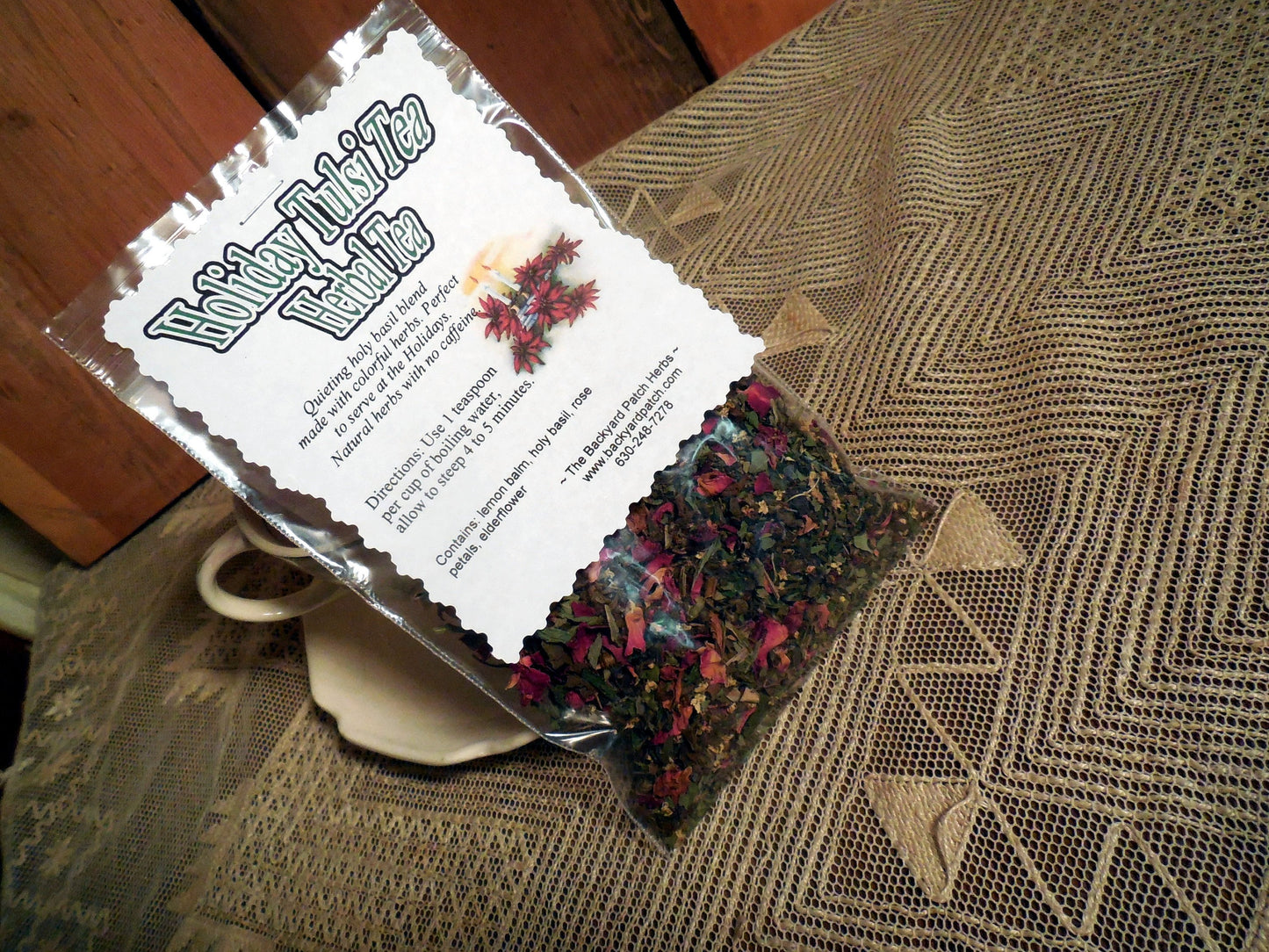 Scone and Tea Gift Package, Chocolate Chip Friendship Scone Dry Mix and Holiday Tulsi Herb Tea, gift set, gift basket