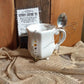 Tea Mug with stamped Spoon, Clever Sayings with your choice of Herb flavored tea