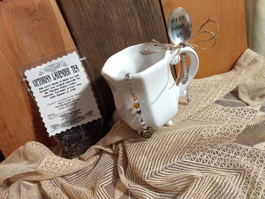 Tea Mug with stamped Spoon, Clever Sayings with your choice of Herb flavored tea