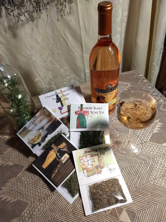 Wine Dip Mixes, Boxed Set of 5, five different herb blends for mixing dip with wine