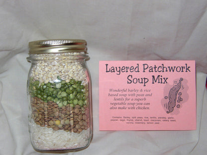 Jar Soup Mixes, Good Luck Soup, Heart & Harvest Soup, 5 Bean Soup or Pasta Fazuul soup mix in a Mason Jar