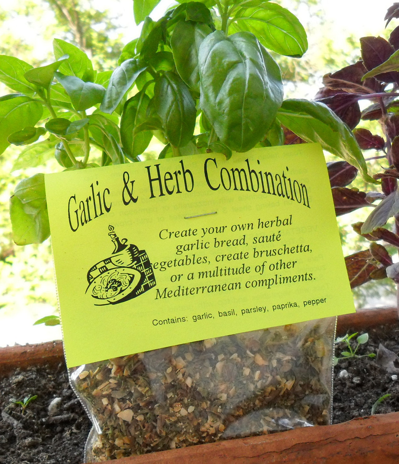 Garlic & Herb Blend for Cooking, Hand-blended salt-free dry herb mix, dressing, dip, bruschetta