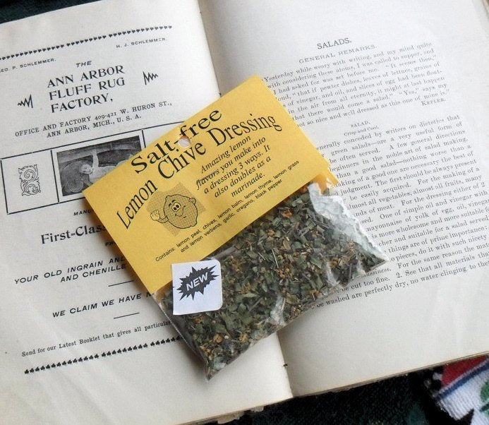 Lemon Chive Salt Free Salad Dressing Mix, Hand-blended, dry herb cooking mix