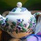 Teapot Borage Patterned Tea Pot Gift Basket with Ceramic Mug, Ta and Shortbread mix, Backyard Patch Herbs