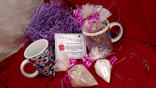 Cake in a Mug set of two, chocolate microwave cake mix, frosting/ glazed mini cake