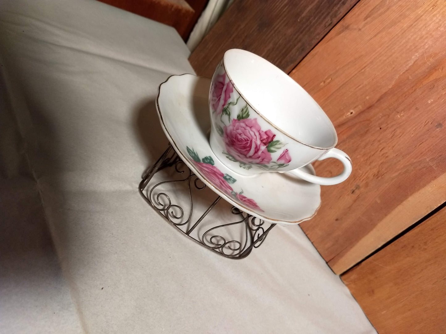 Collectible Vintage Tea Cup with Herbal Tea, hostess gift, Honey and Tea